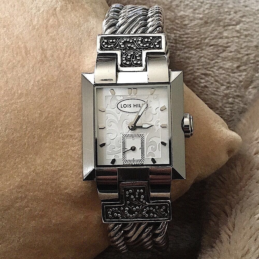 LOIS HILL Watch Sterling Silver Band Square Face